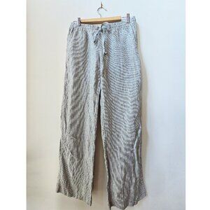 Nordstrom Allen Allen White Linen Wide Leg Linen Pants Black Pinstripes S 4 6